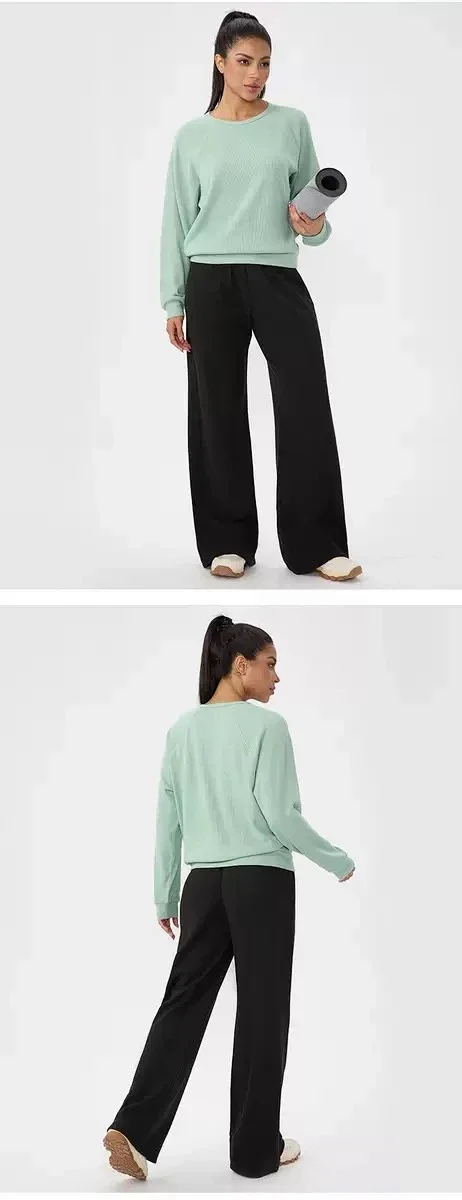 Alo Yoga Trousers Wide-Leg Waffle-Knit Sweatpants product detail image 21
