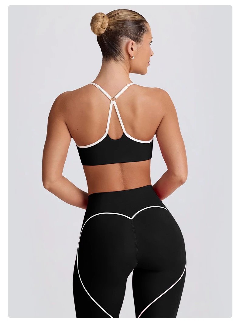 Design Racerback Sports Bra and High-Waisted Shorts Set in Mocha Activewear - 48
