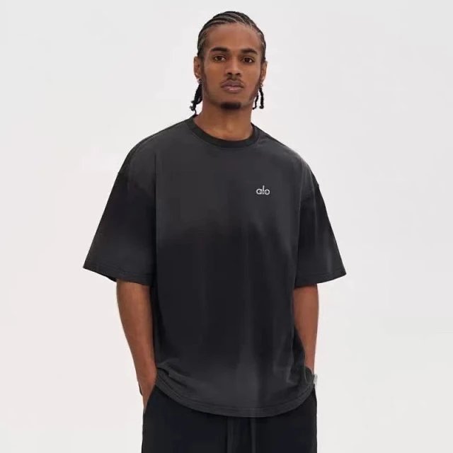 Alo T-Shirts Oversized washed crew-neck T-shirt — Black