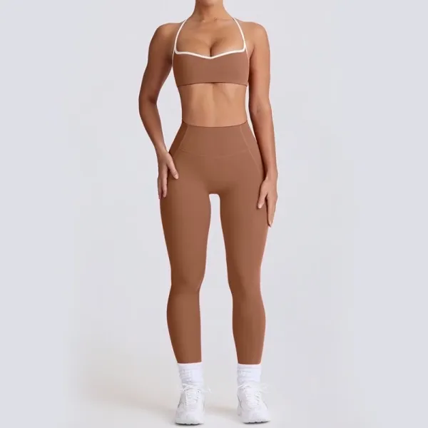 Alo Yoga High-Waisted Legging Set in Warm Brown Activewear - 1