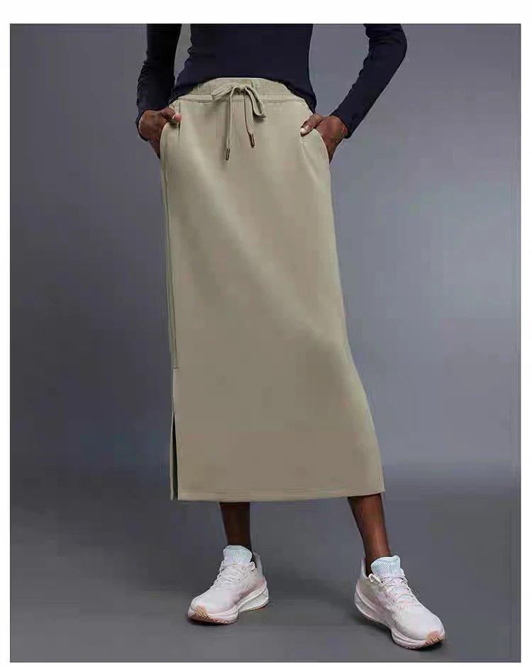 Design Drawstring Waist Midi Skirt in Navy Blue - 12