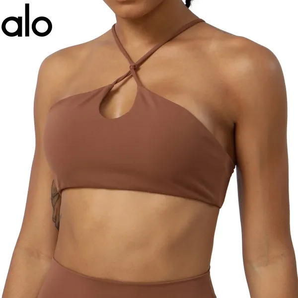 Alo Halter Cutout Sports Bra Gray Activewear - 6