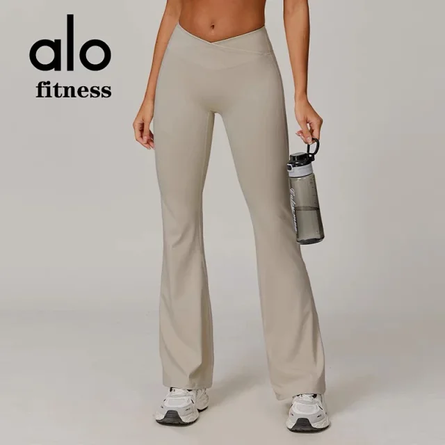 Alo Yoga Trousers Crossover-Waist Flared Leggings product detail image 9