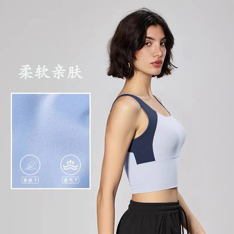 Alo Yoga Light Blue and Navy Sports Bra Activewear - 3