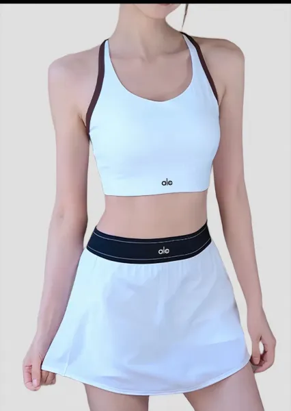 Alo Yoga Light Blue Racerback Sports Bra with Contrast Straps Activewear - 16