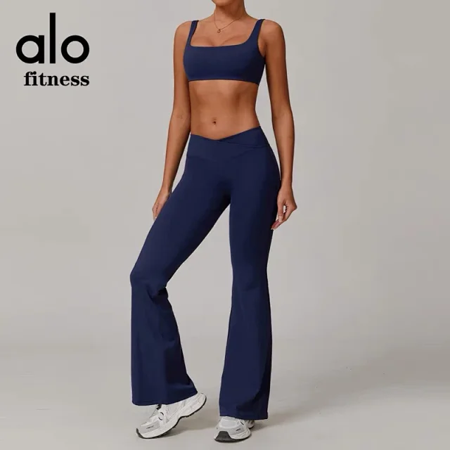 Alo Yoga Trousers Crossover-Waist Flared Leggings product detail image 5