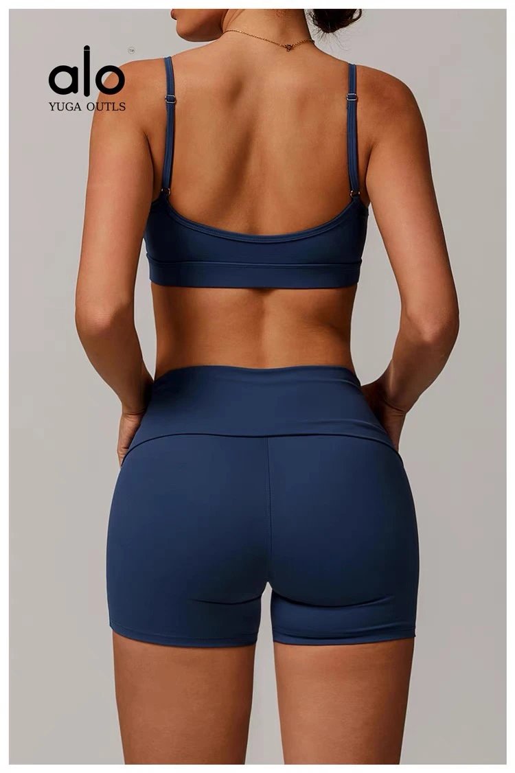 Alo Yoga Outls High-Waisted Fold-Over Shorts Black - 35