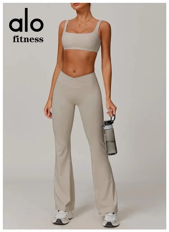 Alo Yoga Trousers Crossover-Waist Flared Leggings product detail image 45