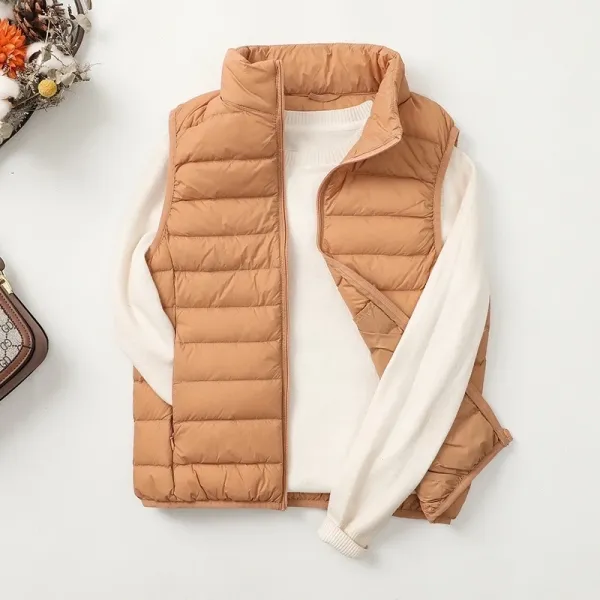Design Lightweight Quilted Vest Beige Outerwear - 1