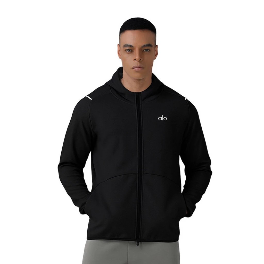 Alo Hoodies & Sweatshirts Full-Zip Hooded Sweatshirt — Black