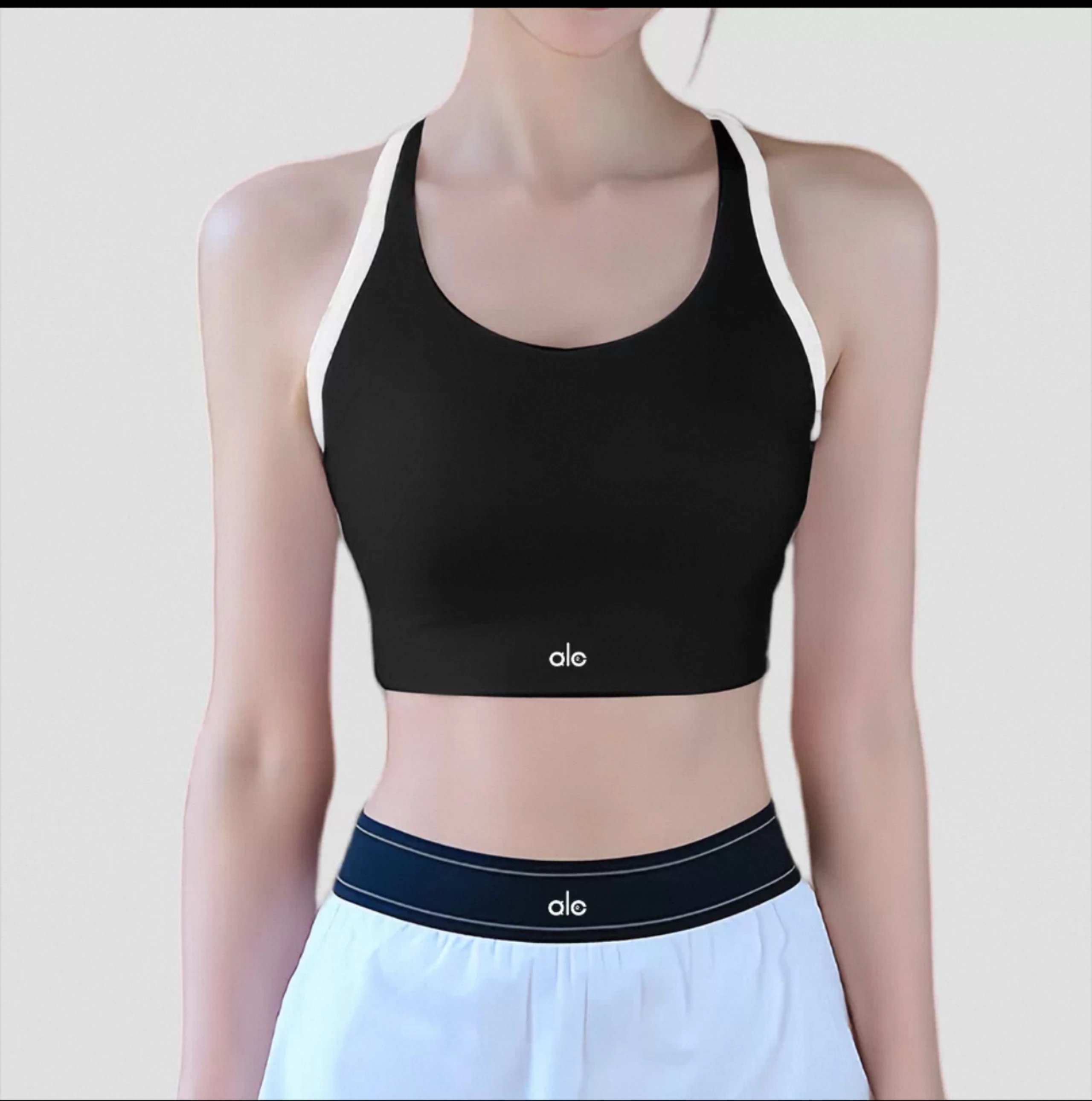 Alo Yoga Light Blue Racerback Sports Bra with Contrast Straps Activewear - 14