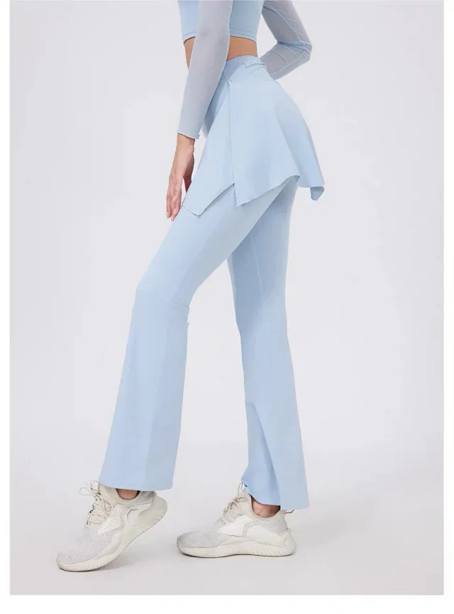 Alo Yoga Trousers High-waisted flared leggings with wrap skirt overlay product detail image 36