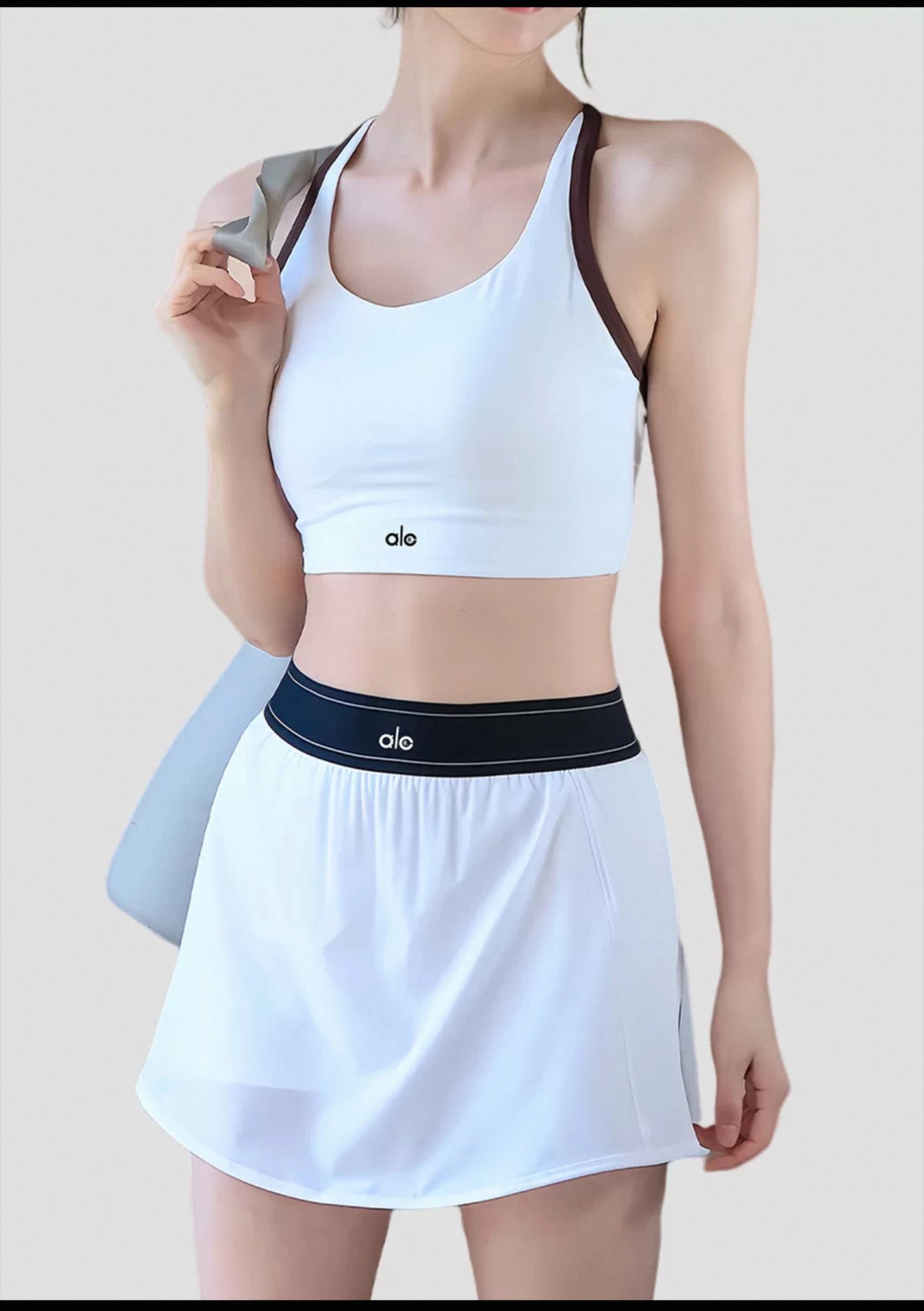 Alo Yoga Light Blue Racerback Sports Bra with Contrast Straps Activewear - 15