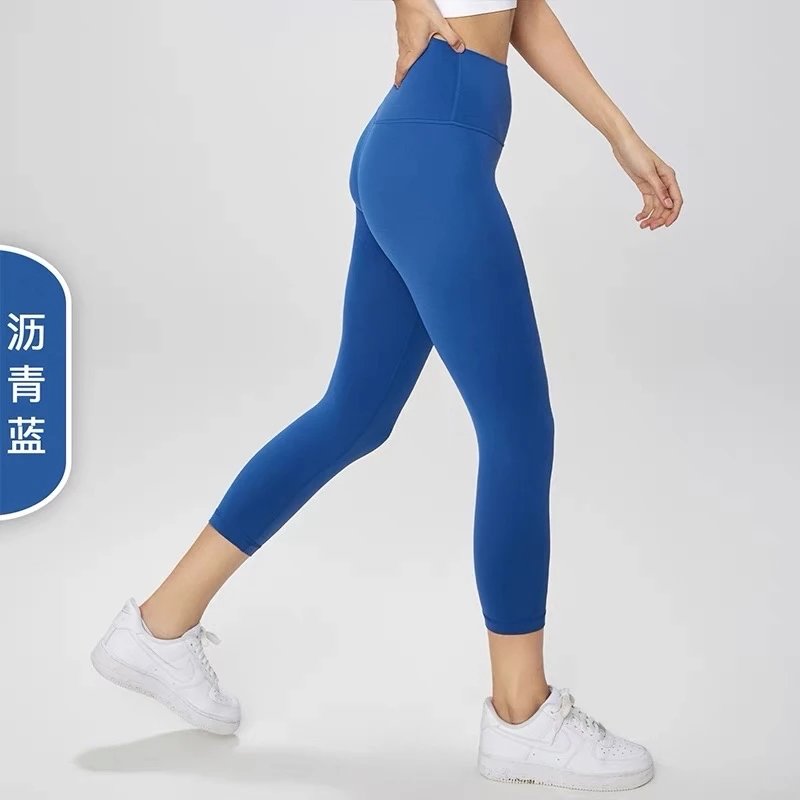 Alo Yoga Trousers High-rise 7/8 leggings — Asphalt blue