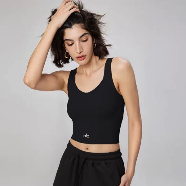 Alo Yoga Essential Crop Tank Black Activewear Top - 1