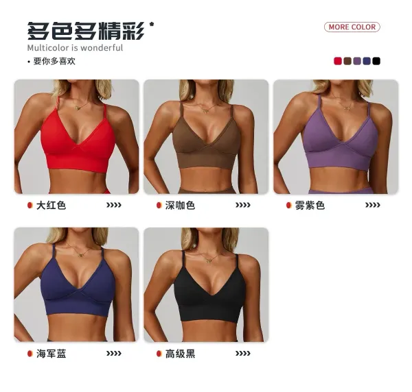 Design AIO Yoga Outls V-Neck Sports Bra Navy Blue Activewear - 14