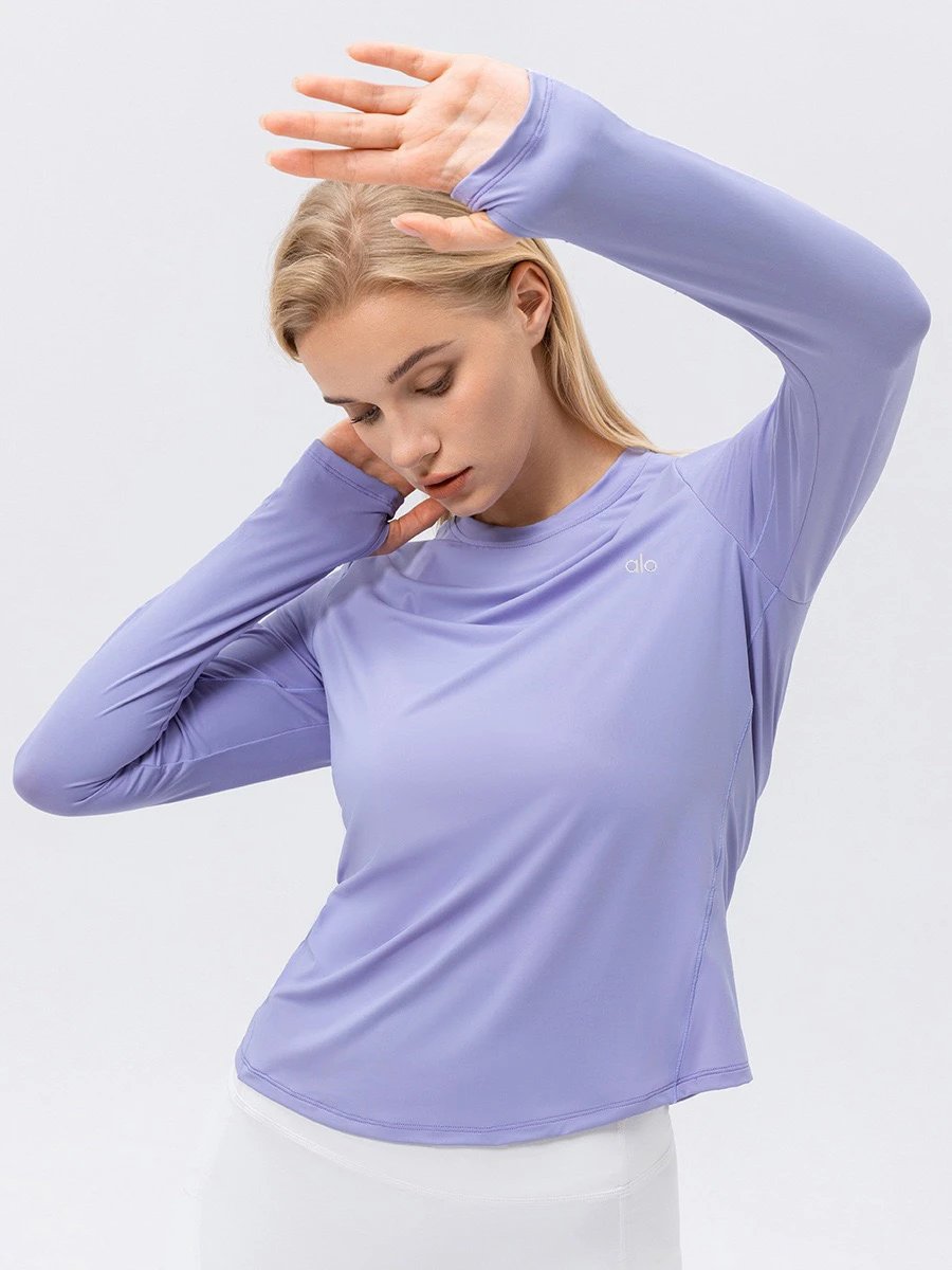 Alo Yoga Shirts Long-Sleeve Thumbhole Shirt with Curved Hem image 3