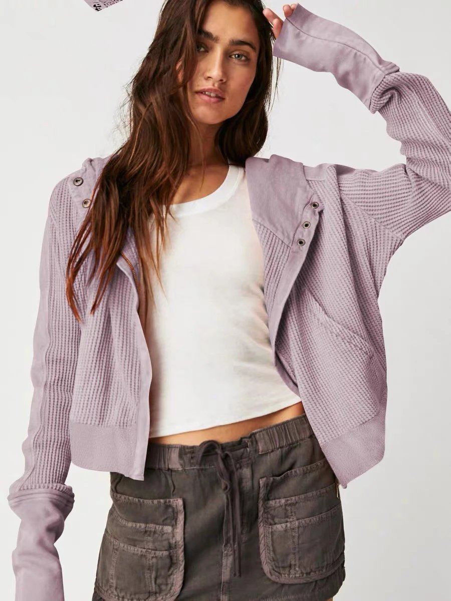 Alo Yoga Ribbed Knit Jacket Beige Outerwear - 25
