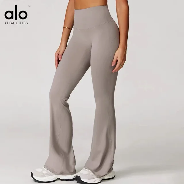Alo Yoga Racerback sports bra with high-waisted shorts or flared leggings product detail image 23