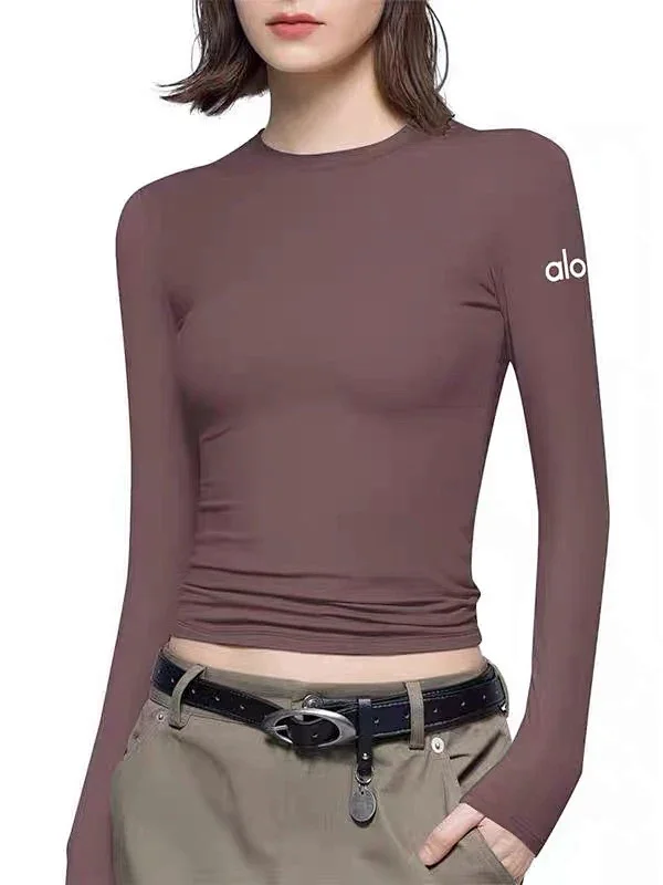 Alo Yoga T-Shirts Women's fitted long-sleeve crewneck cropped top product detail image 1