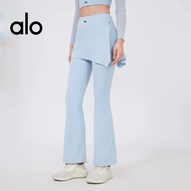 Alo Yoga Trousers High-waisted flared leggings with wrap skirt overlay product detail image 3