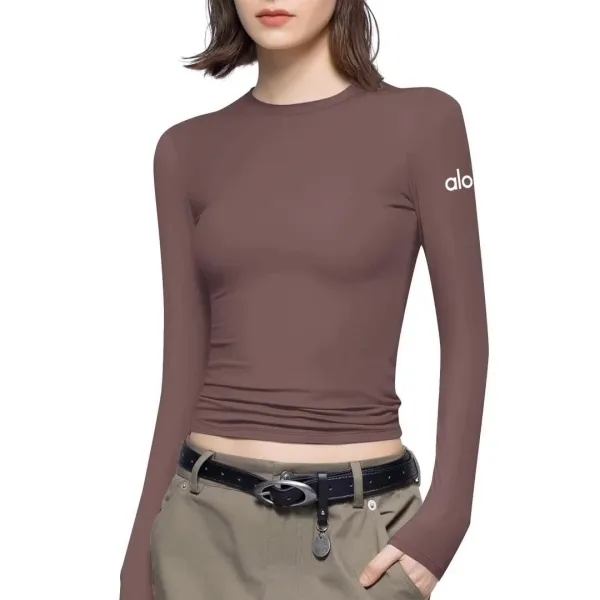 Alo Long Sleeve Crop Top Brown - 1