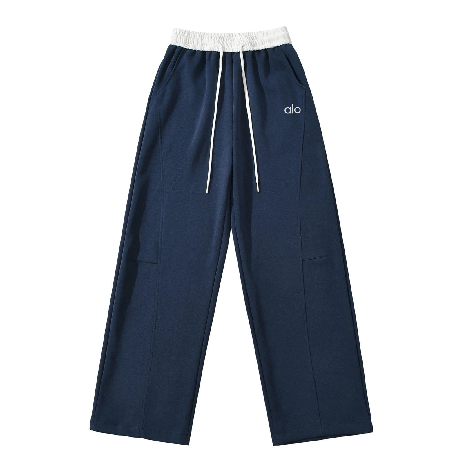 Alo Trousers Wide-Leg Drawstring Sweatpants — Dark blue