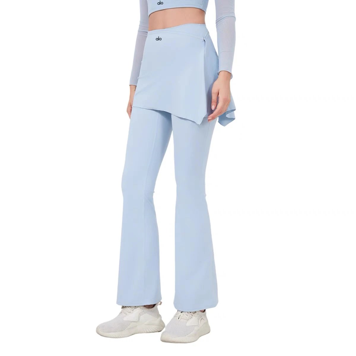 Alo Yoga Trousers High-waisted flared leggings with wrap skirt overlay image 5
