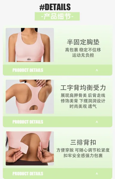 Alo Yoga Light Pink High-Impact Sports Bra with Wide Band Activewear - 11
