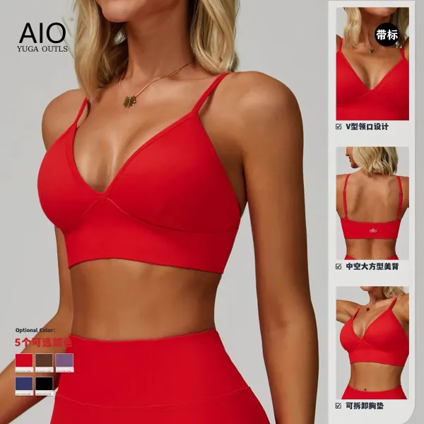 Design AIO Yoga Outls V-Neck Sports Bra Navy Blue Activewear - 2
