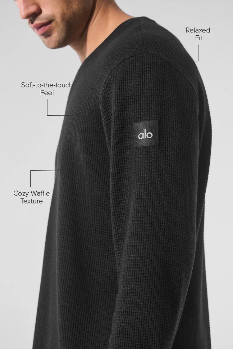 Alo Yoga Thermal Waffle Long Sleeve Base-Layer Gray - 3