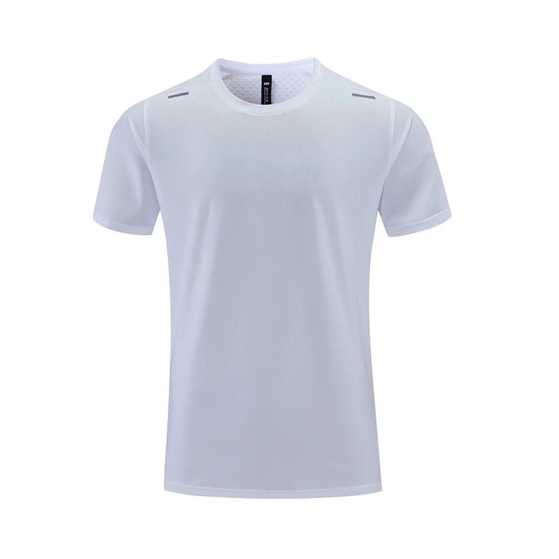 Alo T-Shirts Short-Sleeve Crewneck Performance T-Shirt with Reflective Shoulder Accents — white