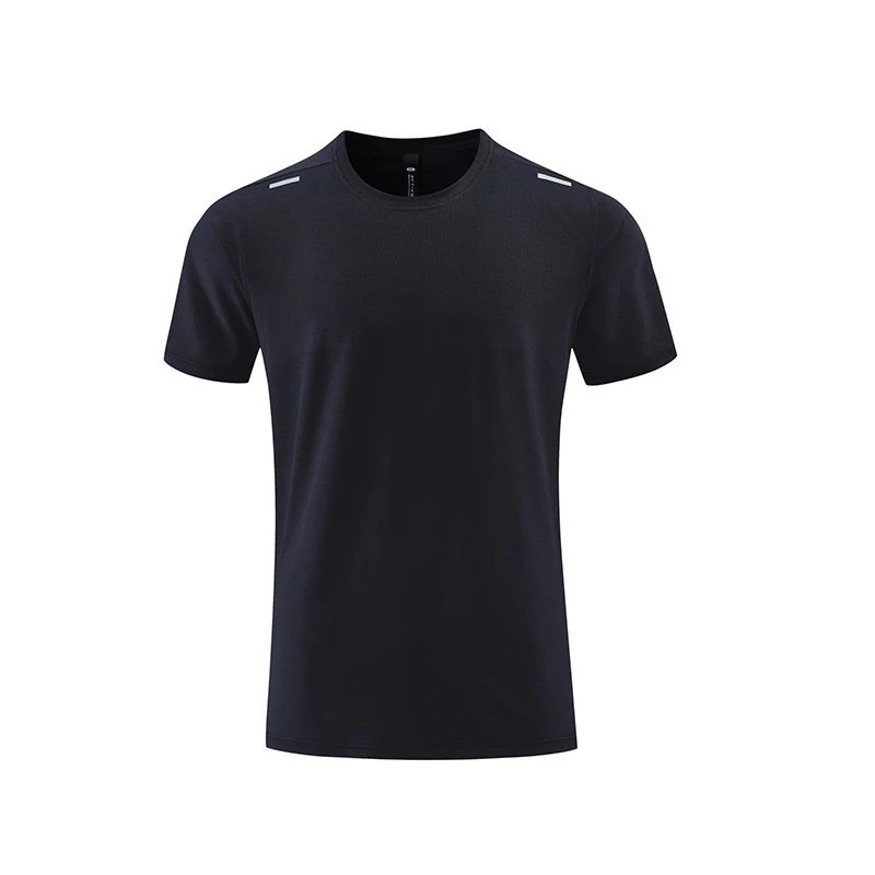Alo T-Shirts Short-Sleeve Crewneck Performance T-Shirt with Reflective Shoulder Accents — Black