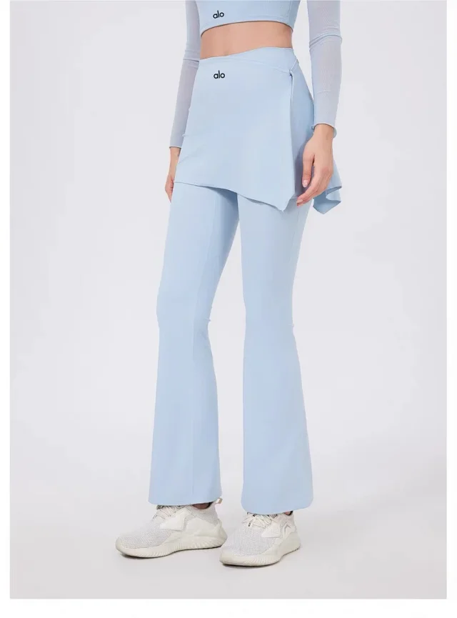 Alo Yoga Trousers High-waisted flared leggings with wrap skirt overlay product detail image 35