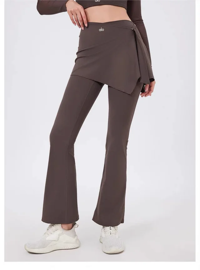Alo Yoga Trousers High-waisted flared leggings with wrap skirt overlay product detail image 30
