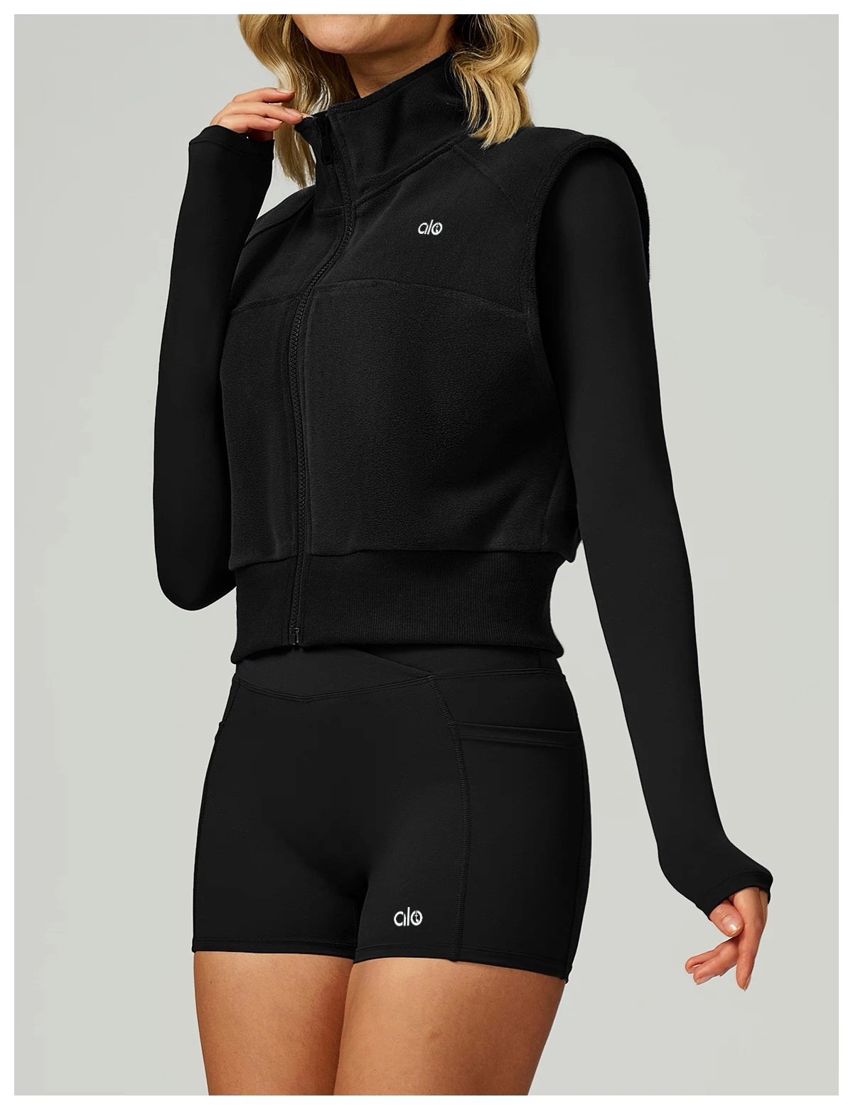 Alo Fleece Crop Jacket Pink Activewear Outerwear - 37