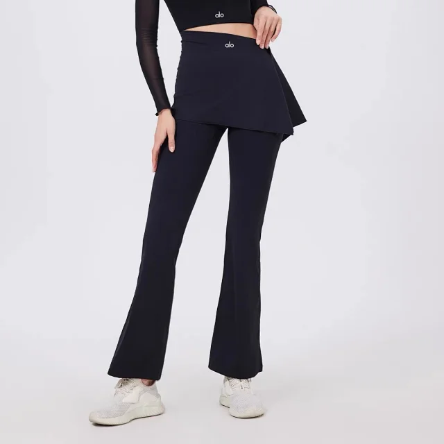 Alo Yoga Trousers High-waisted flared leggings with wrap skirt overlay product detail image 7