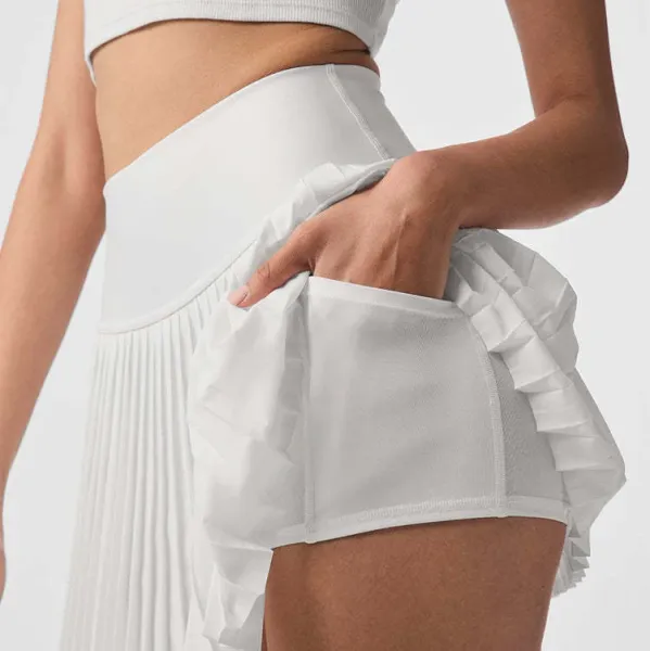 Alo Yoga Pleated Tennis Skort White Activewear - 1