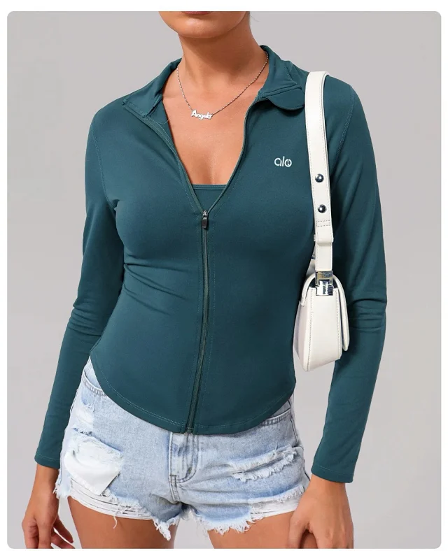Alo Yoga Jackets Fitted full-zip stand-collar jacket product detail image 16