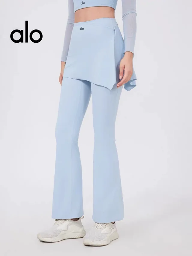 Alo Yoga Trousers High-waisted flared leggings with wrap skirt overlay product detail image 22