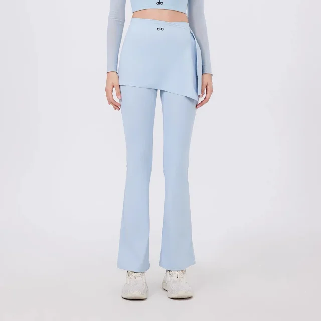 Alo Yoga Trousers High-waisted flared leggings with wrap skirt overlay product detail image 10