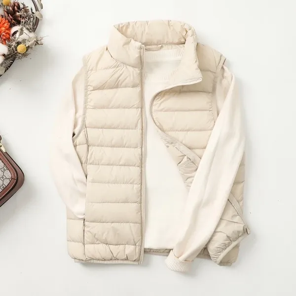 Design Lightweight Quilted Vest Beige Outerwear - 1