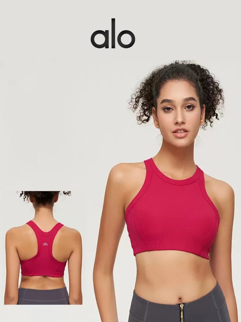 Alo Ribbed High-Neck Sports Br