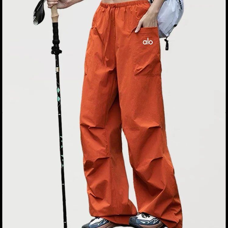 Alo Yoga Trousers wide-leg cargo pants — Orange