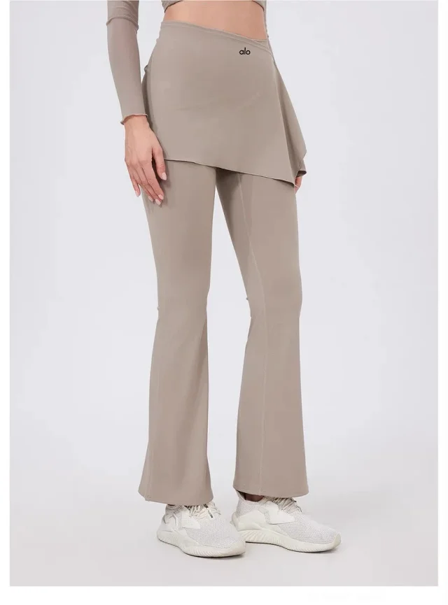 Alo Yoga Trousers High-waisted flared leggings with wrap skirt overlay product detail image 27