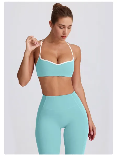 Design Racerback Sports Bra and High-Waisted Shorts Set in Mocha Activewear - 40