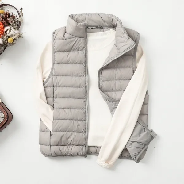 Design Light Gray Quilted Puffer Vest Outerwear.vest - 1