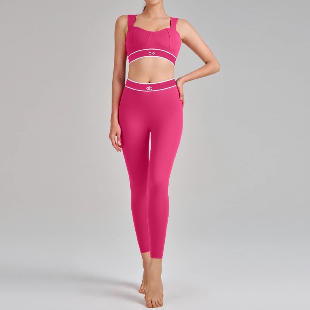 Alo Matching Sets Square-Neck Sports Bra and High-Waisted Leggings Set image 4