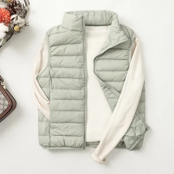 Design Light Green Quilted Puffer Vest Outerwear.vest - 1
