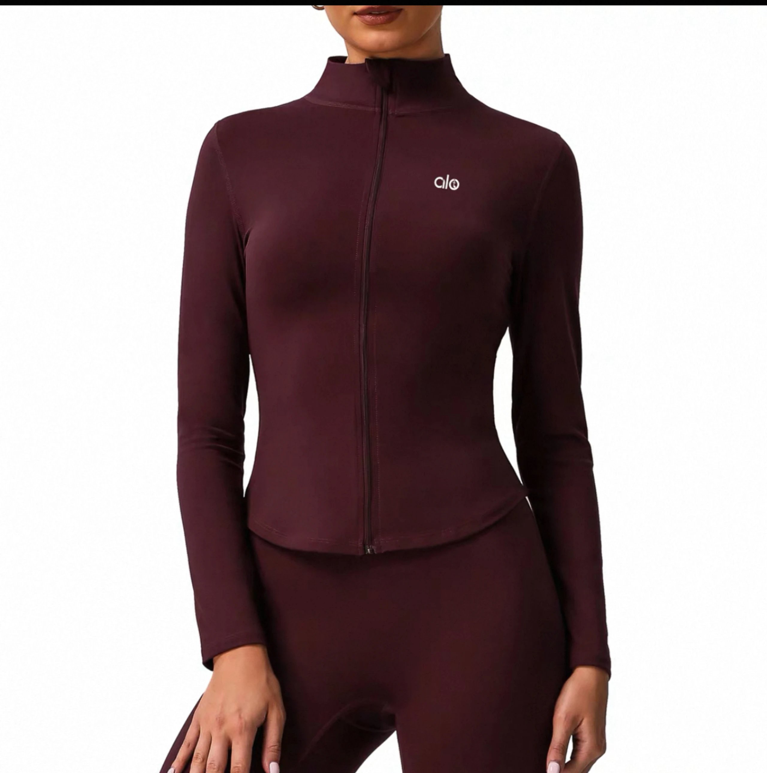 Alo Long Sleeve Zip-Up Jacket Teal Activewear Set - 6